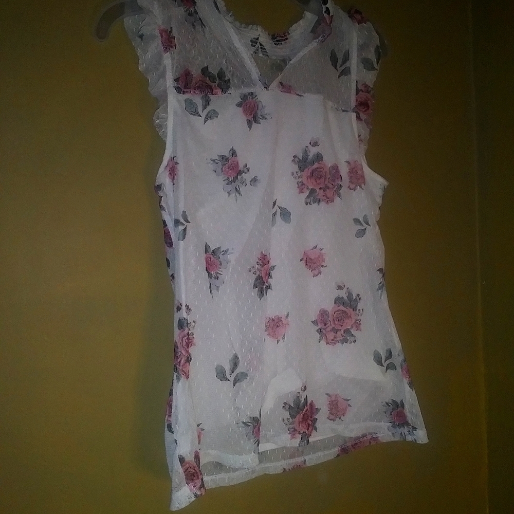 Floral cream rose print blouse